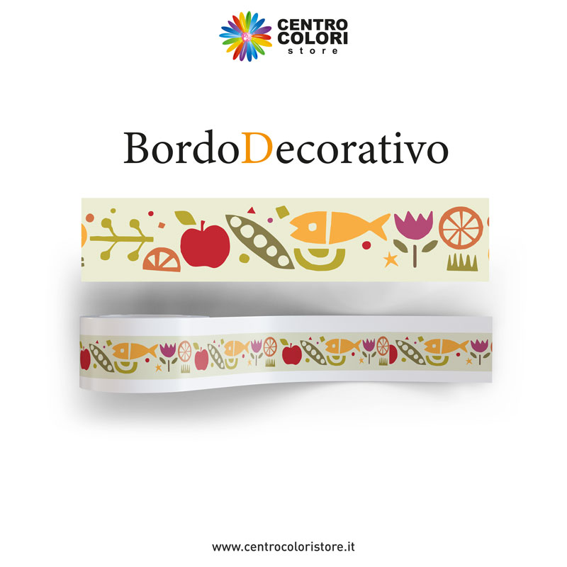 Bordo Decorativo Autoadesivo per Pareti e Soffitto - Frutta - ideale per  cucina