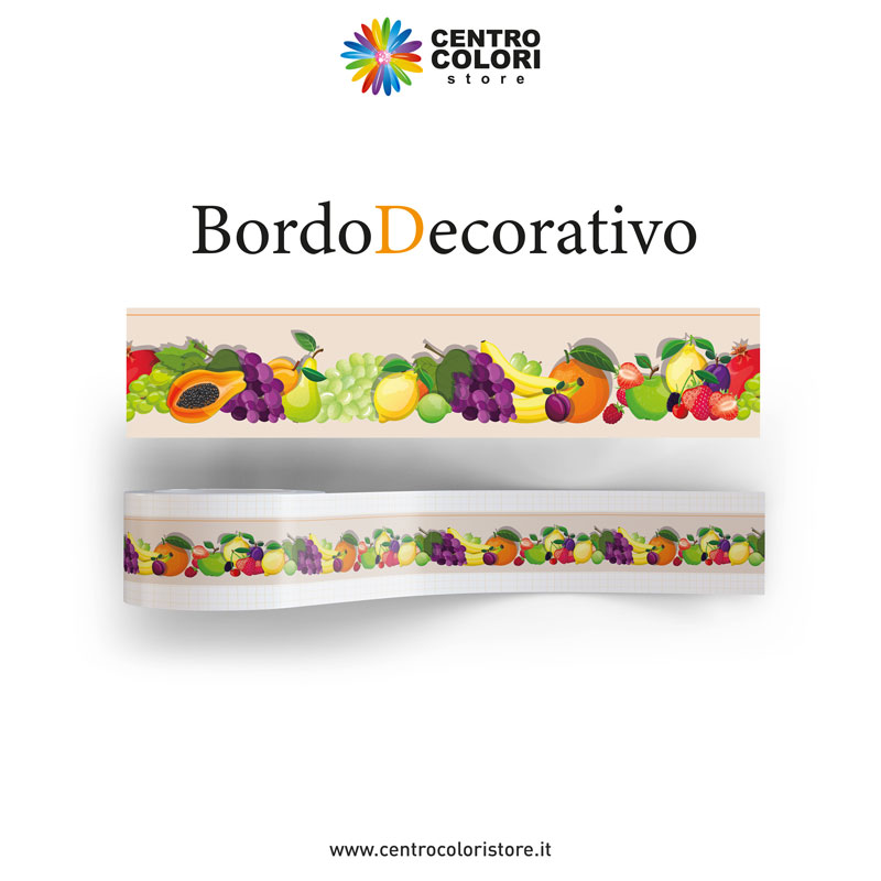 Bordo Decorativo Autoadesivo per Pareti e Soffitto - Frutta - ideale per  cucina